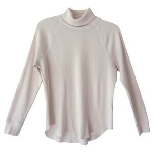Everlane Cream Thermal Knit Turtleneck Sweater Womens M Organic Cotton Casual